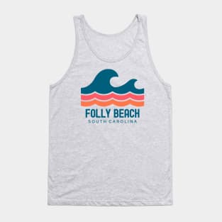 Folly Beach South Carolina Vintage Wave Tank Top